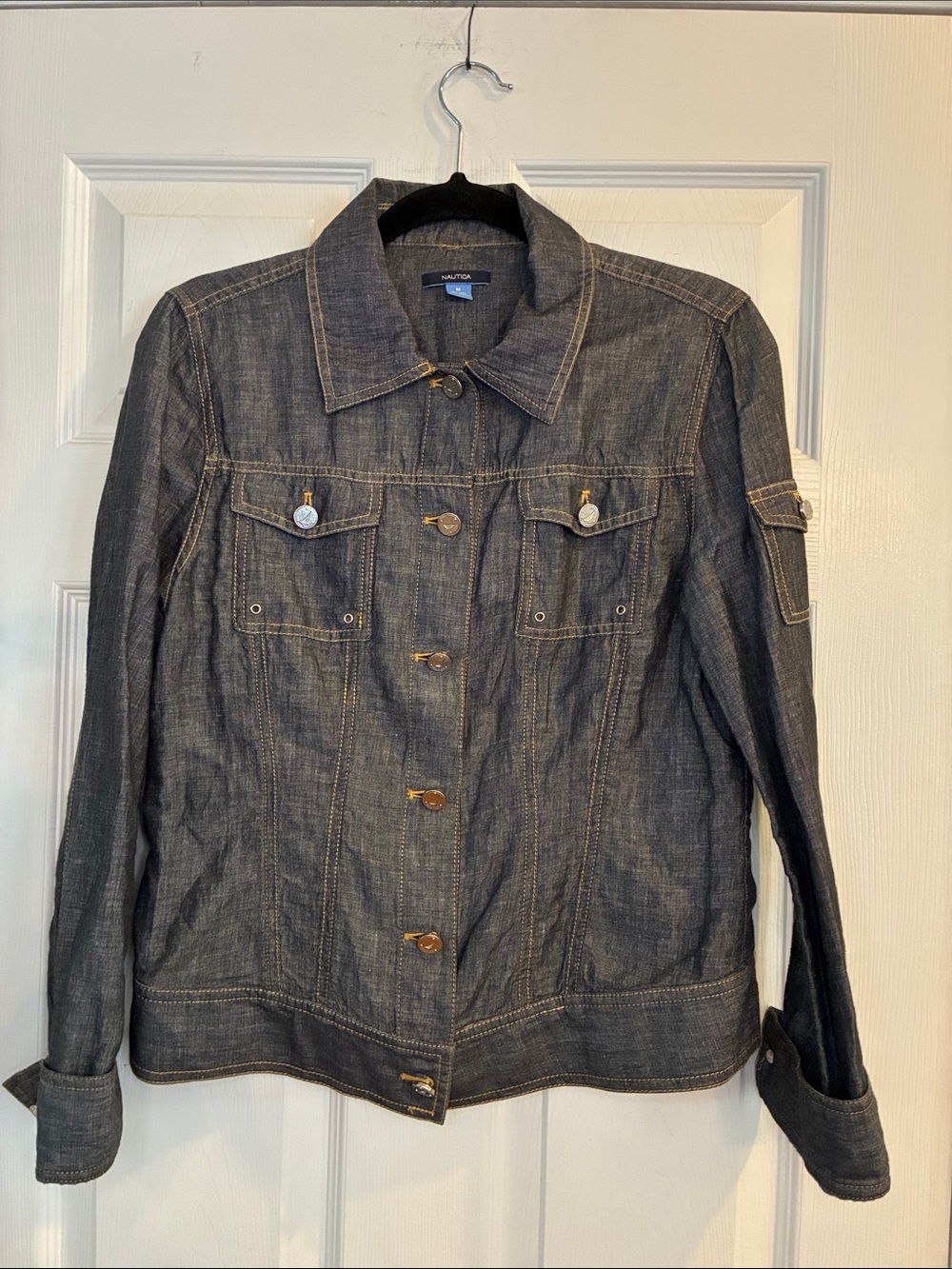 Nautica Dark Indigo Denim Jacket with Contrast Stitching